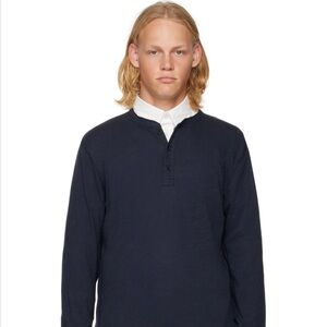 Rag & Bone Classic Men's Navy Long Sleeve Flame Henley